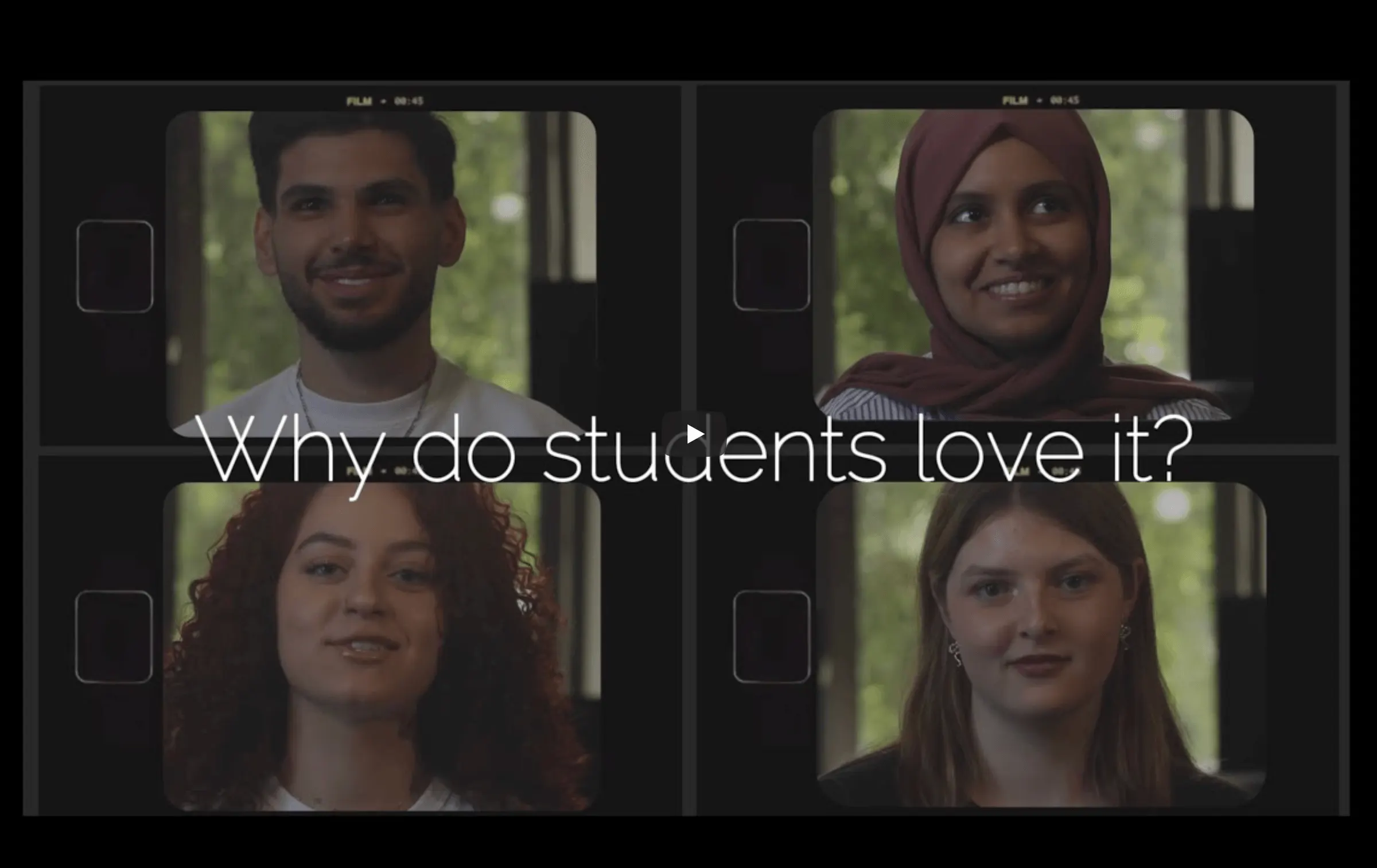 Still from the LAU CMI student video “Why do students love it?”